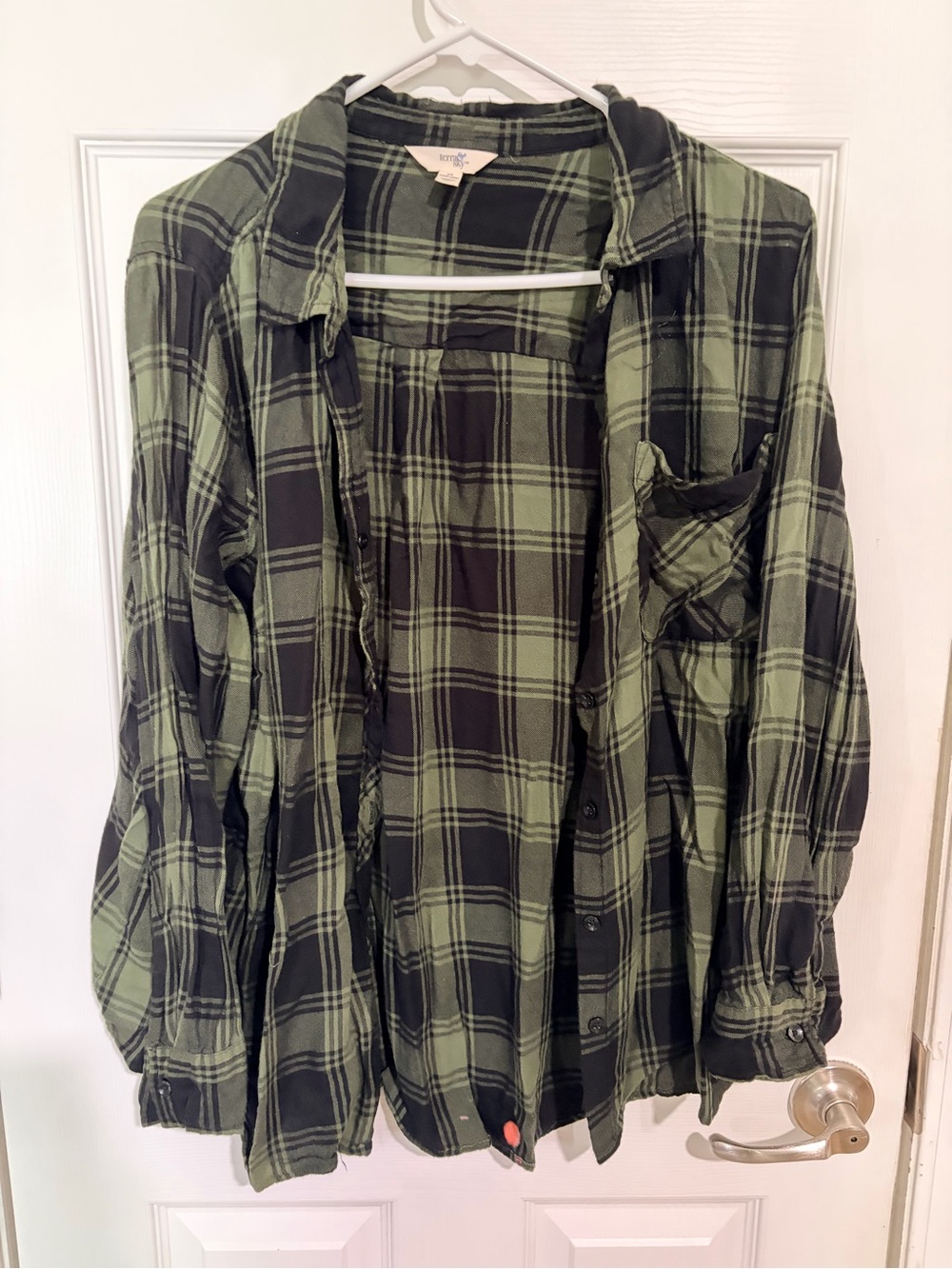 Terra & Sky Green and Black Plaid Button-Up Shirt
